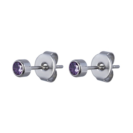 Пусеты Fiore Luna, Cubic zirconia Amethyst, SWE0128 AM S